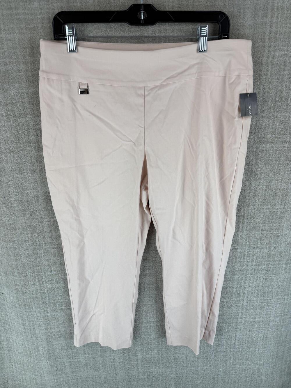Alfani Pants Womens 14P Pink Capri Tummy Control Stretch Twill Silver Peony